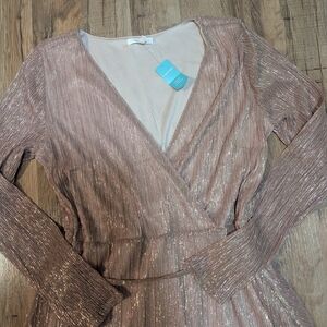 Elegant Metallic Long Sleeve Dress